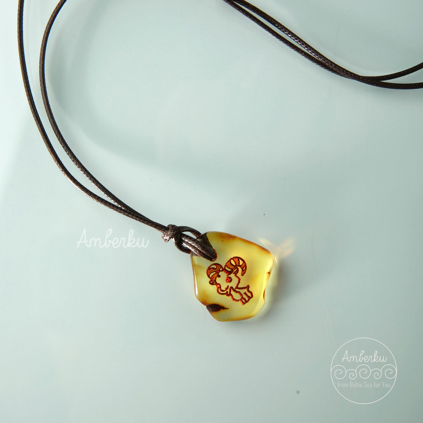 Kalung dengan Liontin Amber Zodiac