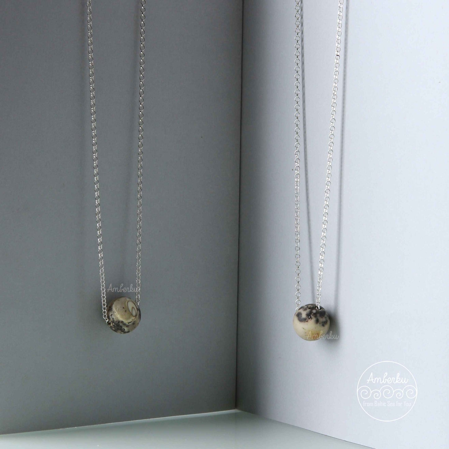 Kalung Dewasa Silver dengan Amber Baltic