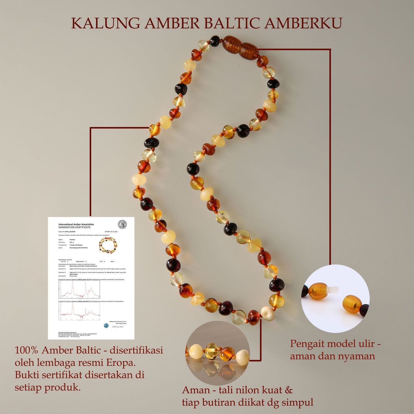 Kalung Amber Anak Multicolor K11AR